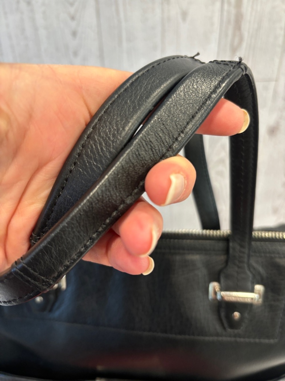 Coach Black Leather Tote with Silver Hardware - Picture 6 of 15